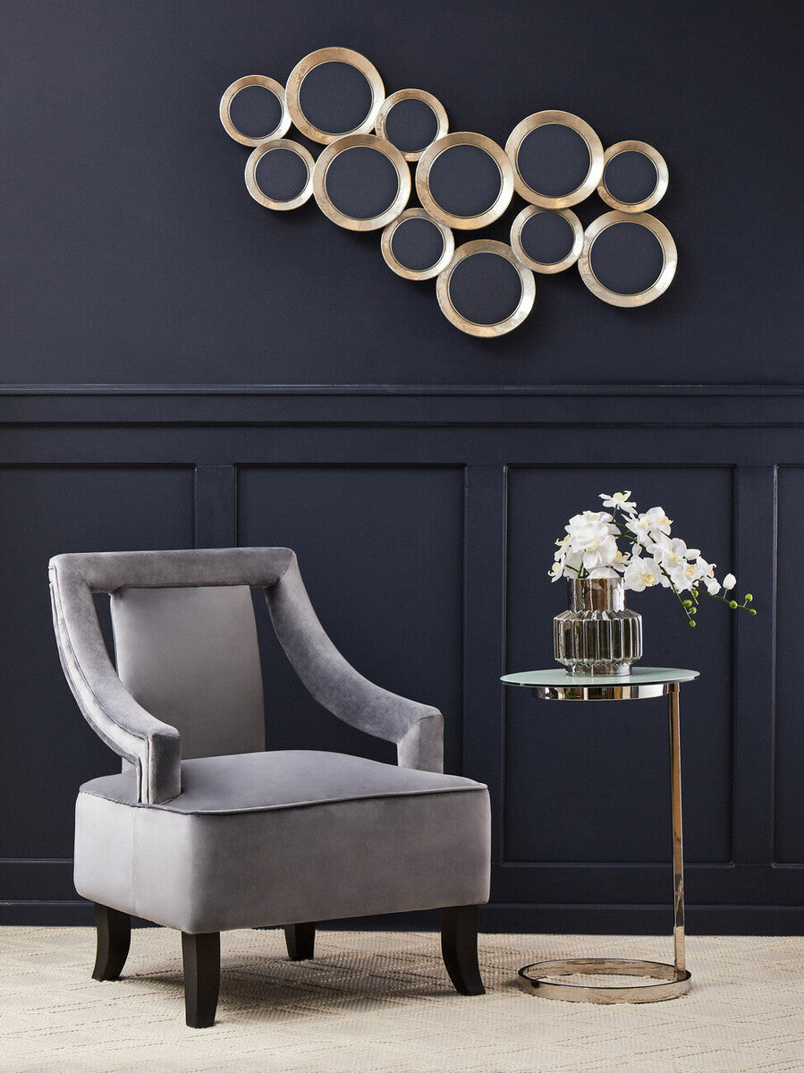 Faye Grey Velvet Chair with Wooden Legs