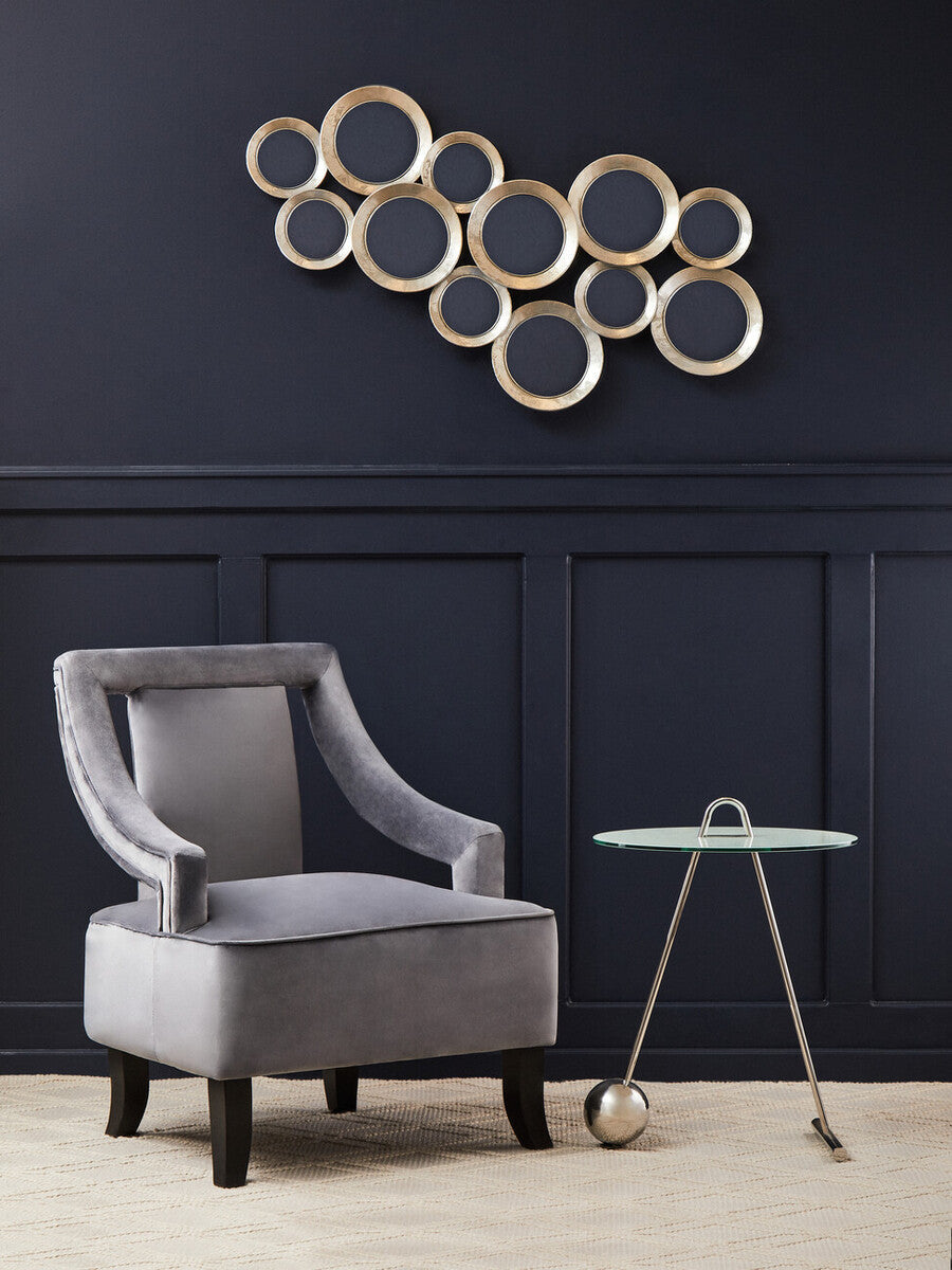 Faye Grey Velvet Chair with Wooden Legs