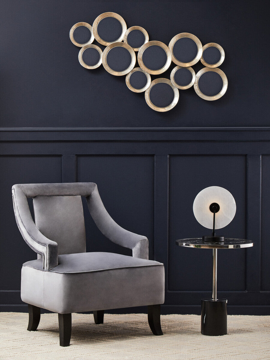 Faye Grey Velvet Chair with Wooden Legs