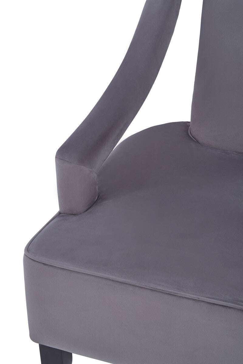 Faye Grey Velvet Chair with Wooden Legs