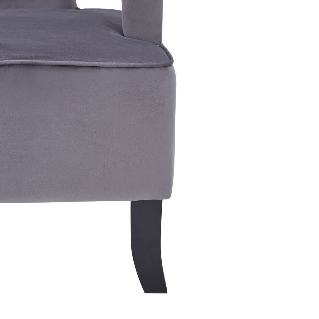 Faye Grey Velvet Chair with Wooden Legs