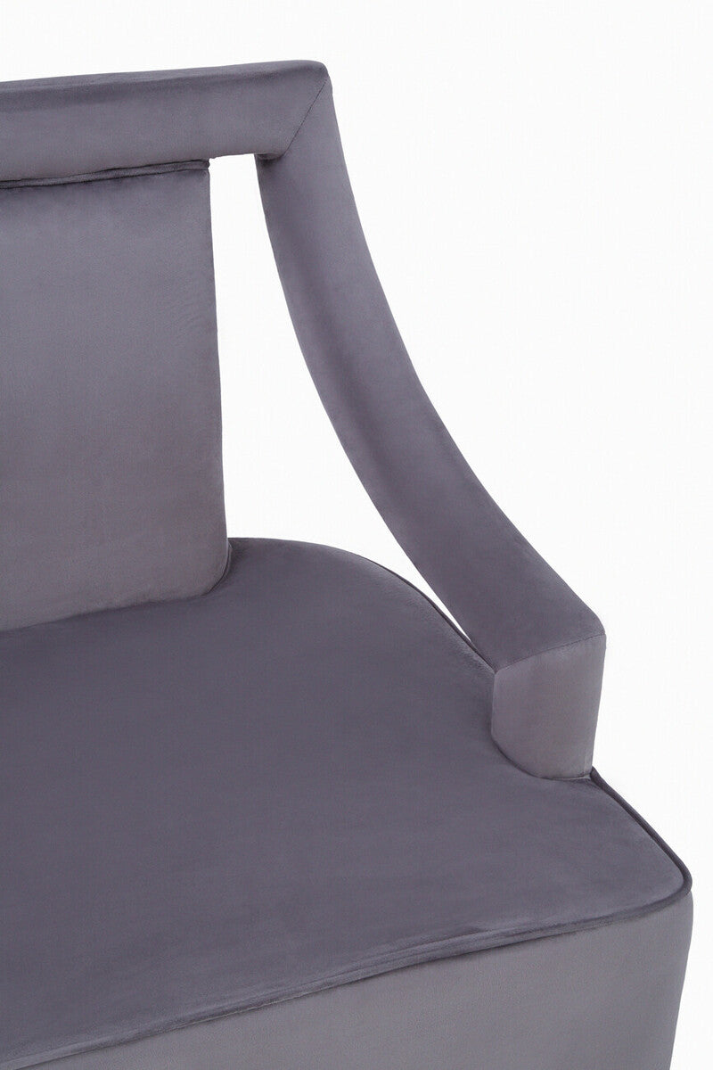Faye Grey Velvet Chair with Wooden Legs