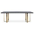 Black and Grey Rectangular Dining Table with Brushed Gold Angular Base | Lena