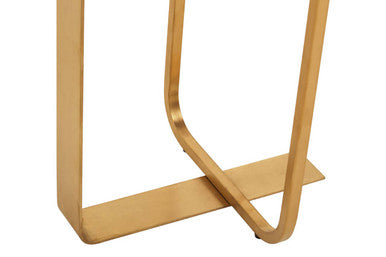 Black and Grey Rectangular Console Table with Brushed Gold Angular Base, Lena