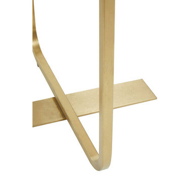Oak Veneer Round Side Table with Gold Warm Metallic Frame, Lena