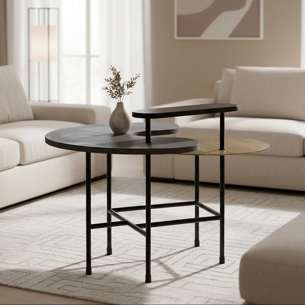 Layered Tops Grey and Black Coffee Table, Serrano