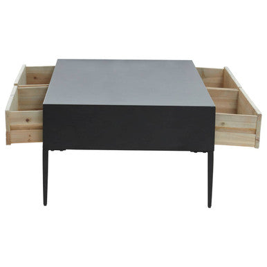Recycled Pine Wood Grey and White Rectangular Coffee Table with Drawers, Luxor