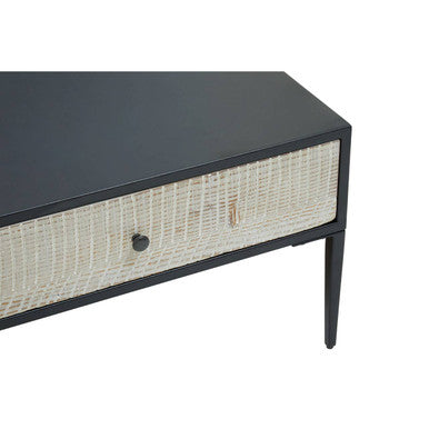 Recycled Pine Wood Grey and White Rectangular Coffee Table with Drawers, Luxor