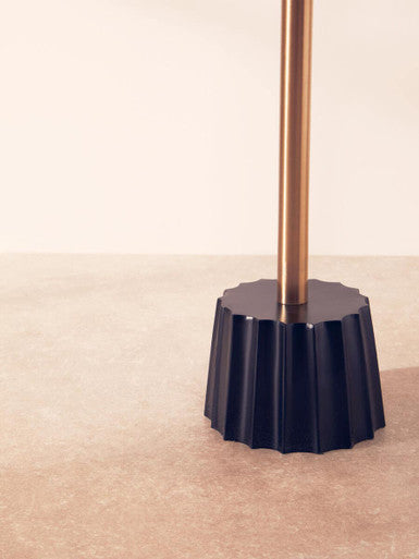 Round Gold Iron Side Table with Black Fluted Base, Corra