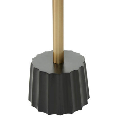 Round Gold Iron Side Table with Black Fluted Base, Corra