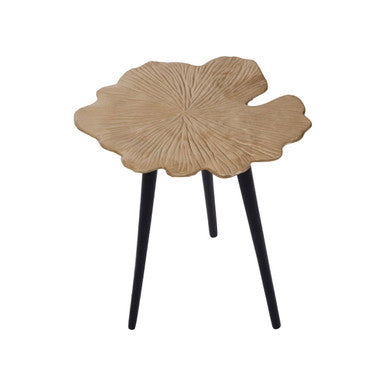 Gold Finish Small Aluminium Side Table with Black Metallic Finish Angular Legs, Prato