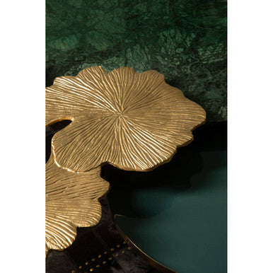 Gold Finish Top Large Aluminium Side Table with Black Metallic Finish Angular Legs, Prato