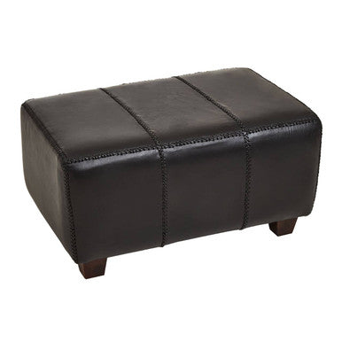 Inca Black Genuine Leather Bench with Stitched Detail
