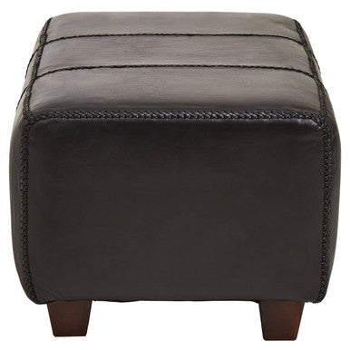 Inca Black Genuine Leather Bench with Stitched Detail