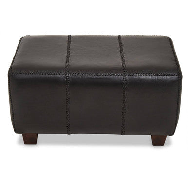 Inca Black Genuine Leather Bench with Stitched Detail