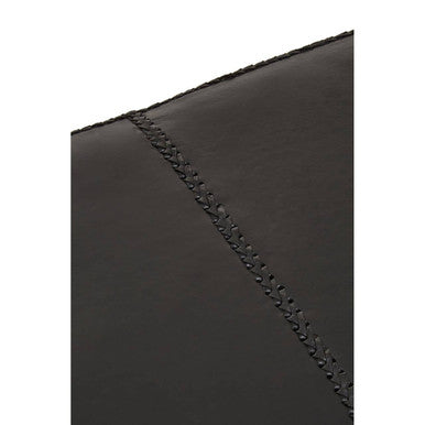 Inca Black Genuine Leather Bench with Stitched Detail