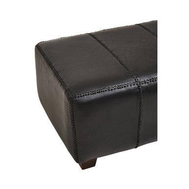 Inca Black Genuine Leather Bench with Stitched Detail