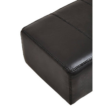 Inca Black Leather Bench with Teak Wood Legs