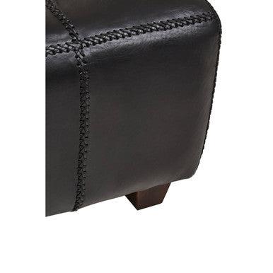Inca Black Genuine Leather Bench with Stitched Detail