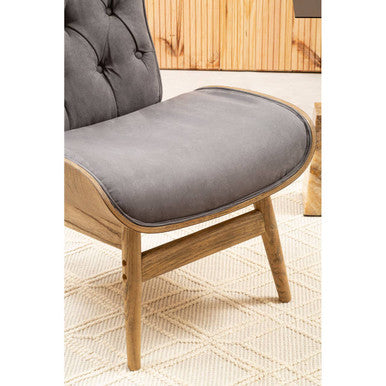 Vinsi Dark Grey Velvet Wingback Chair with Button Tufting