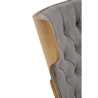 Vinsi Dark Grey Velvet Wingback Chair with Button Tufting