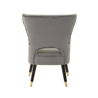 Sloan Grey Velvet Wingback Armchair with Channel Tufting