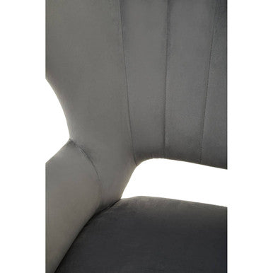 Sloan Grey Velvet Wingback Armchair with Channel Tufting