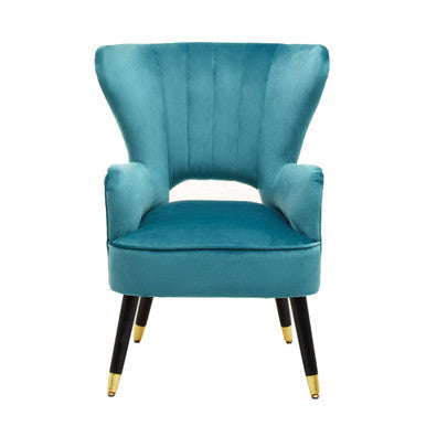 Sloan Green Velvet Wingback Armchair with Channel Tufting