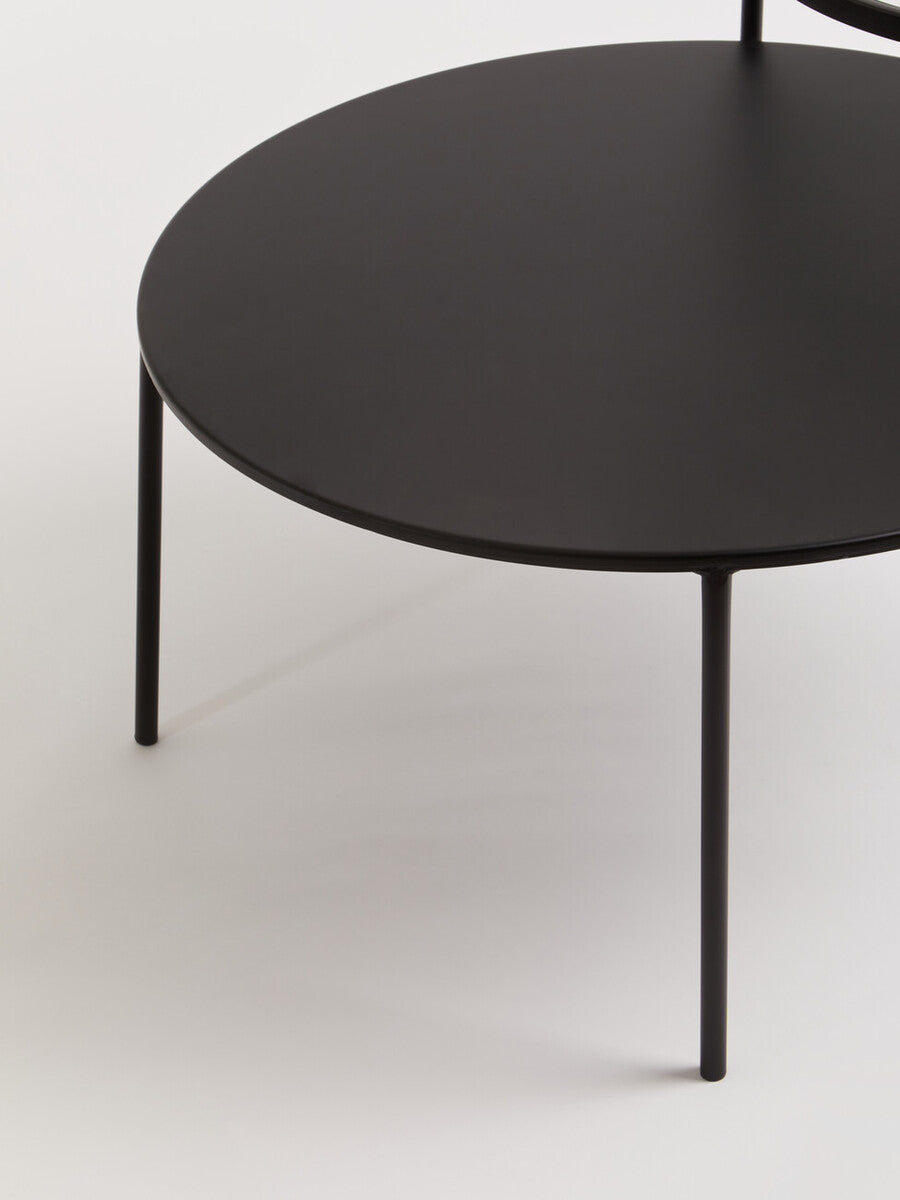 Clear Glass Top and Black Metal Lower Top Coffee Table with Black Iron Frame, Trento