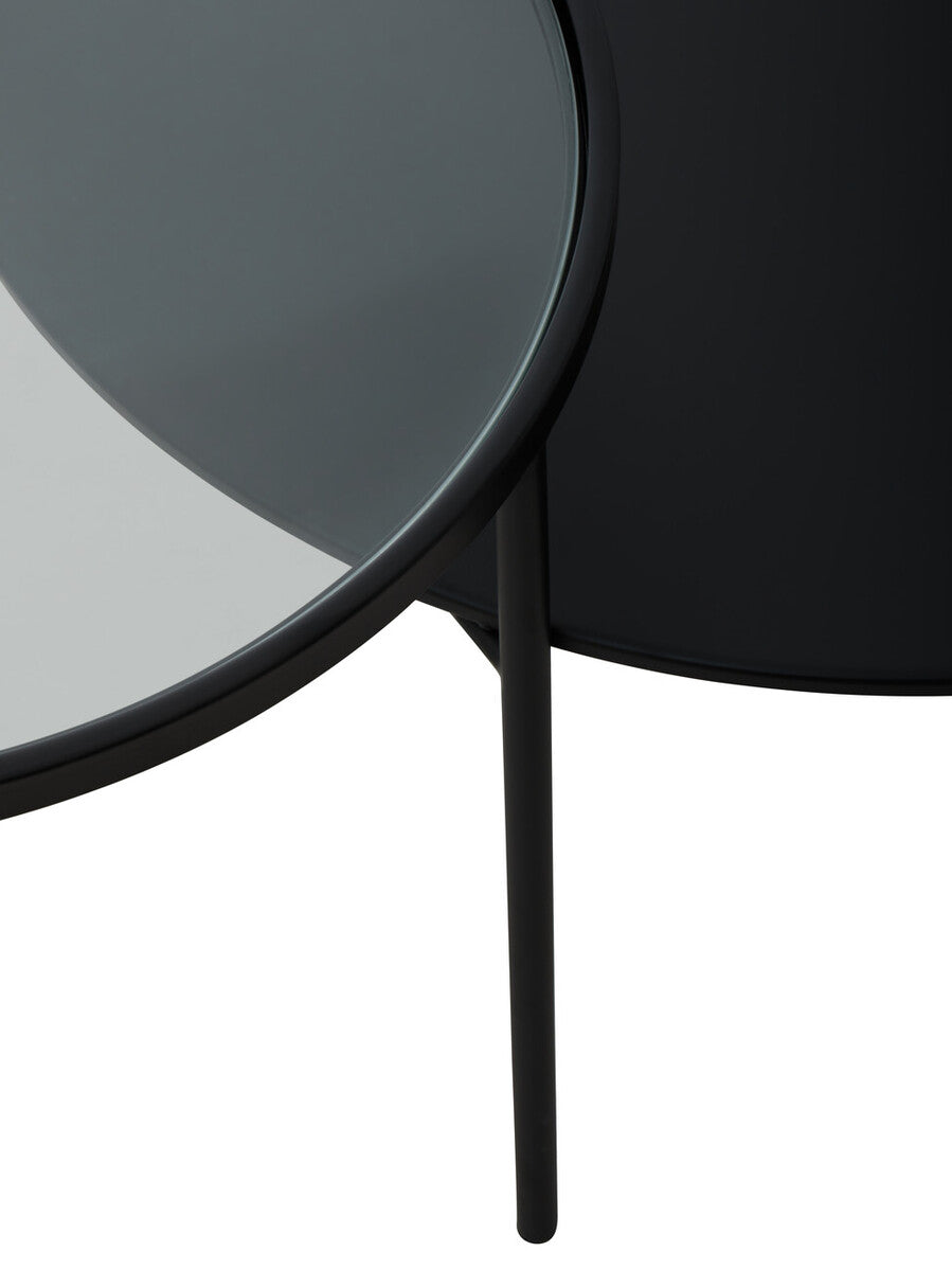 Clear Glass Top and Black Metal Lower Top Coffee Table with Black Iron Frame, Trento