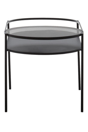 Two Tier Tempered Glass Top Table in Black Finish, Trento