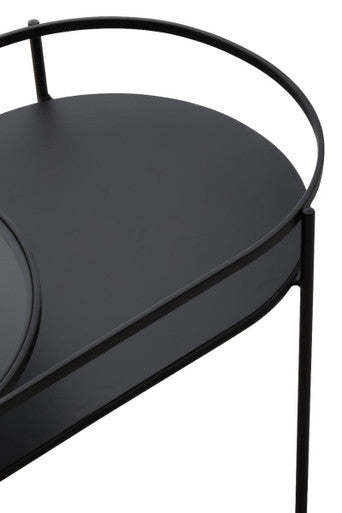 Two Tier Tempered Glass Top Table in Black Finish, Trento