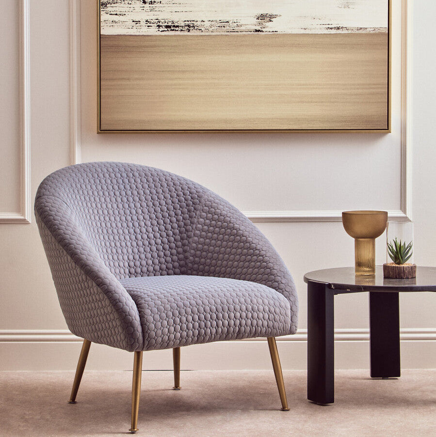 Tania Grey Velvet Occasional Chair with Curved Back