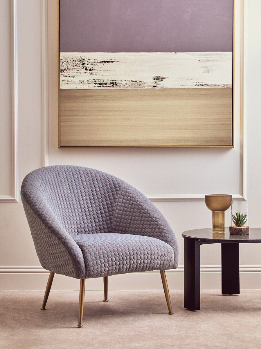 Tania Grey Velvet Occasional Chair with Curved Back