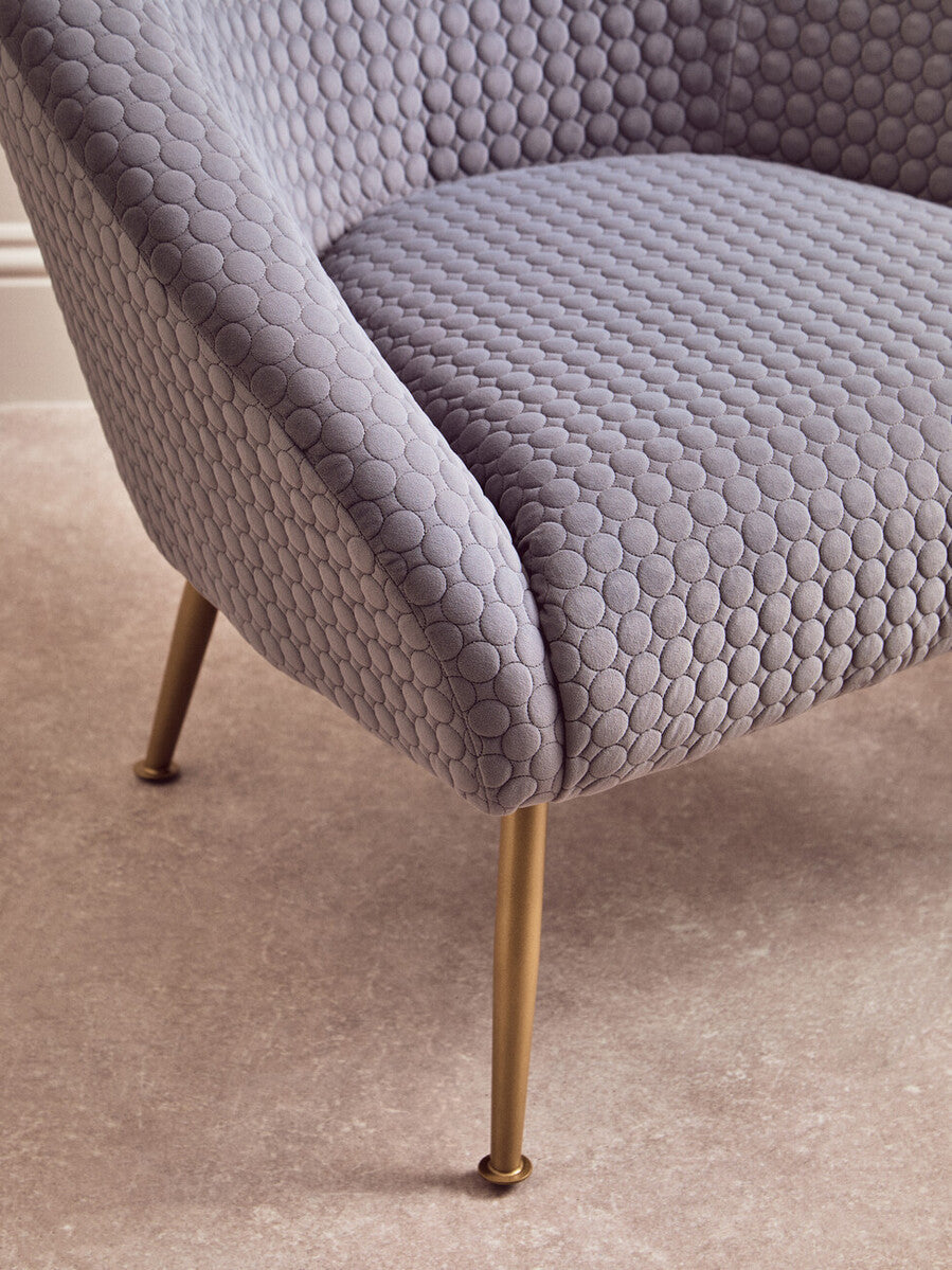Tania Grey Velvet Occasional Chair with Curved Back