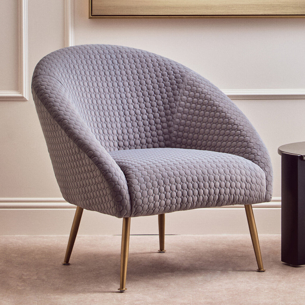 Tania Grey Velvet Occasional Chair with Curved Back