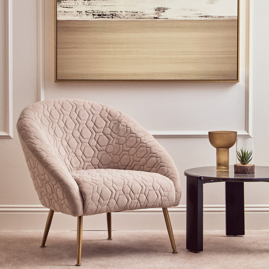 Tania Natural Wood and Metal Occasional Chair with Curved Back