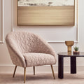 Tania Natural Wood and Metal Occasional Chair with Curved Back