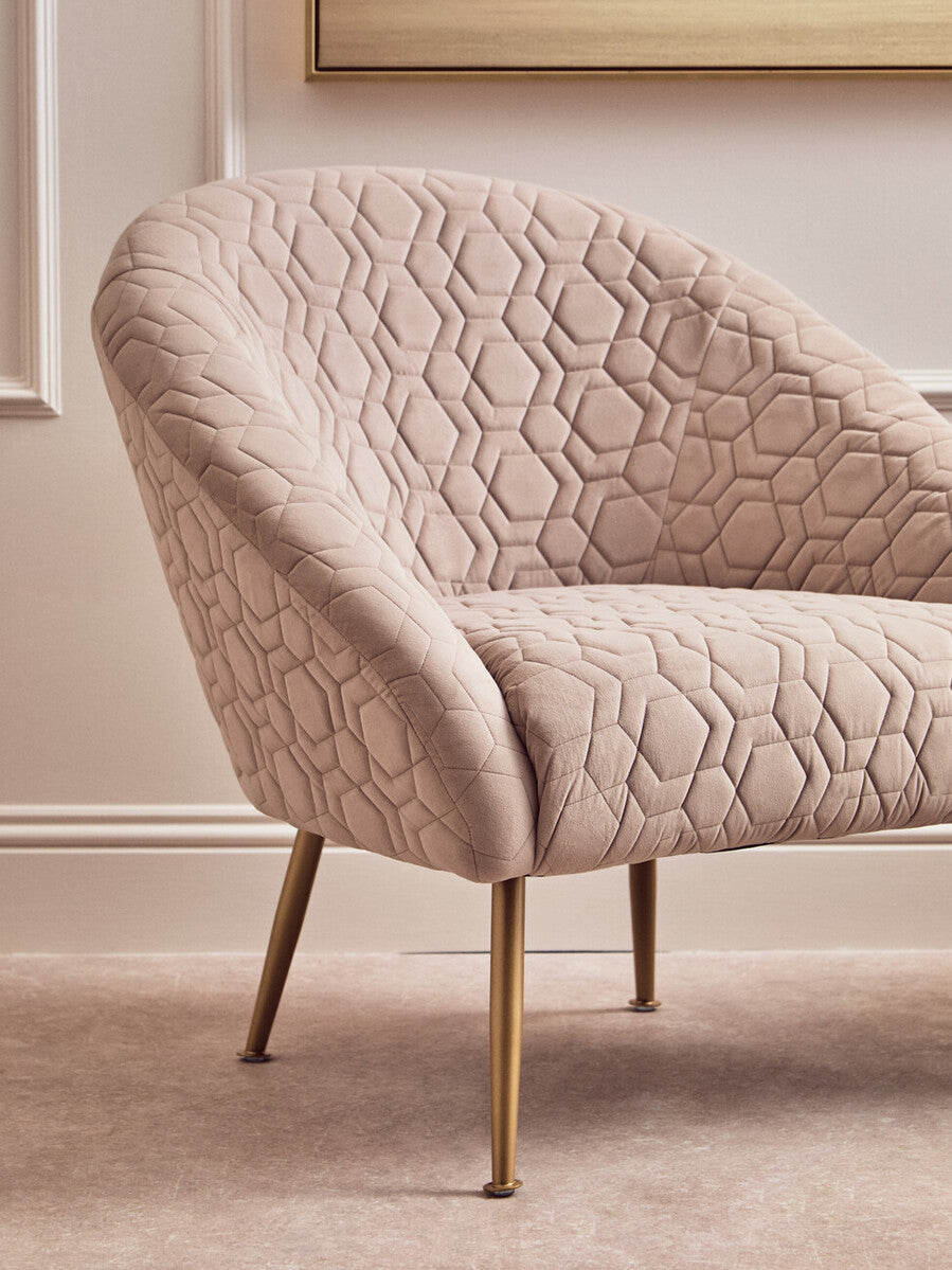 Tania Natural Wood and Metal Occasional Chair with Curved Back