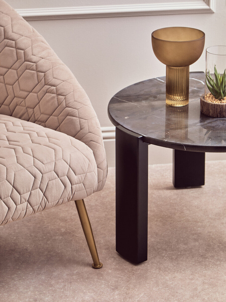 Tania Natural Wood and Metal Occasional Chair with Curved Back