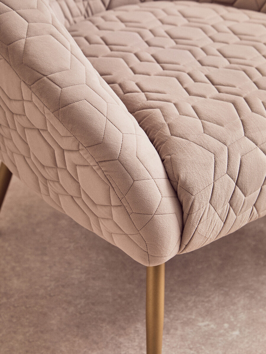 Tania Natural Wood and Metal Occasional Chair with Curved Back
