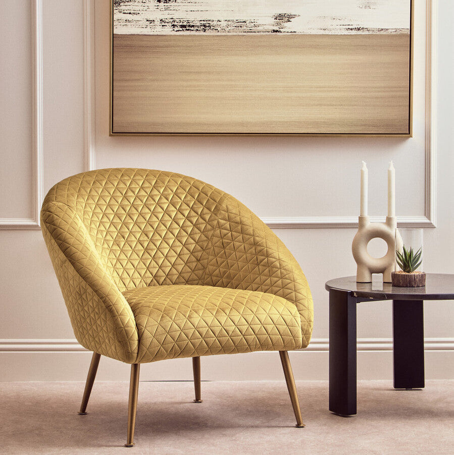 Tania Gold Velvet Occasional Chair with Curved Back