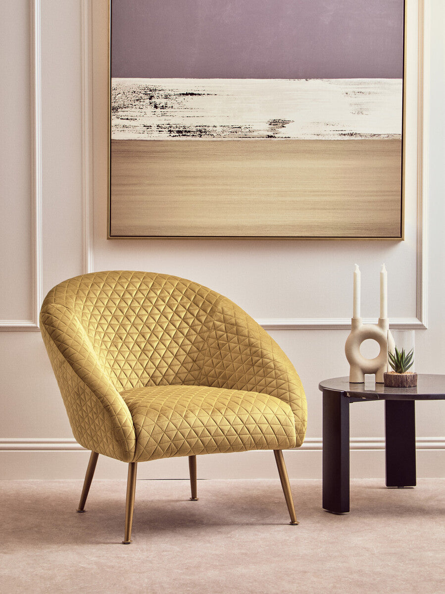 Tania Gold Velvet Occasional Chair with Curved Back