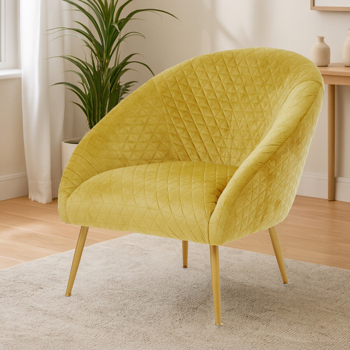 Tania Gold Velvet Occasional Chair with Curved Back