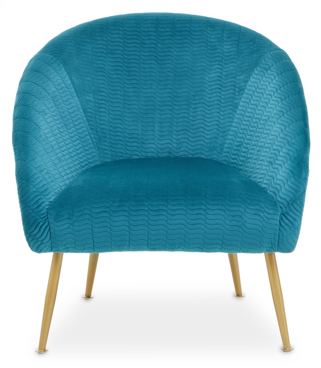 Tania Blue Wood and Metal Occasional Chair with Curved Back