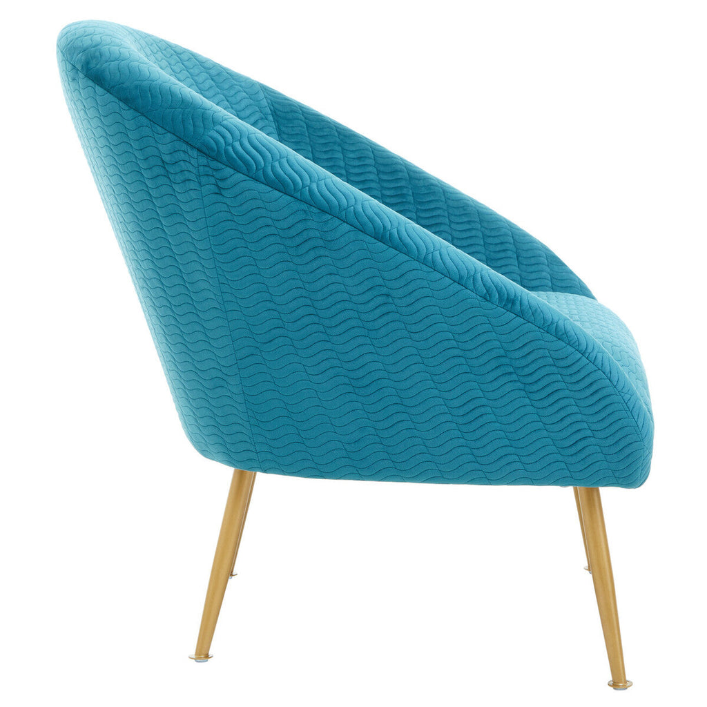 Tania Blue Wood and Metal Occasional Chair with Curved Back