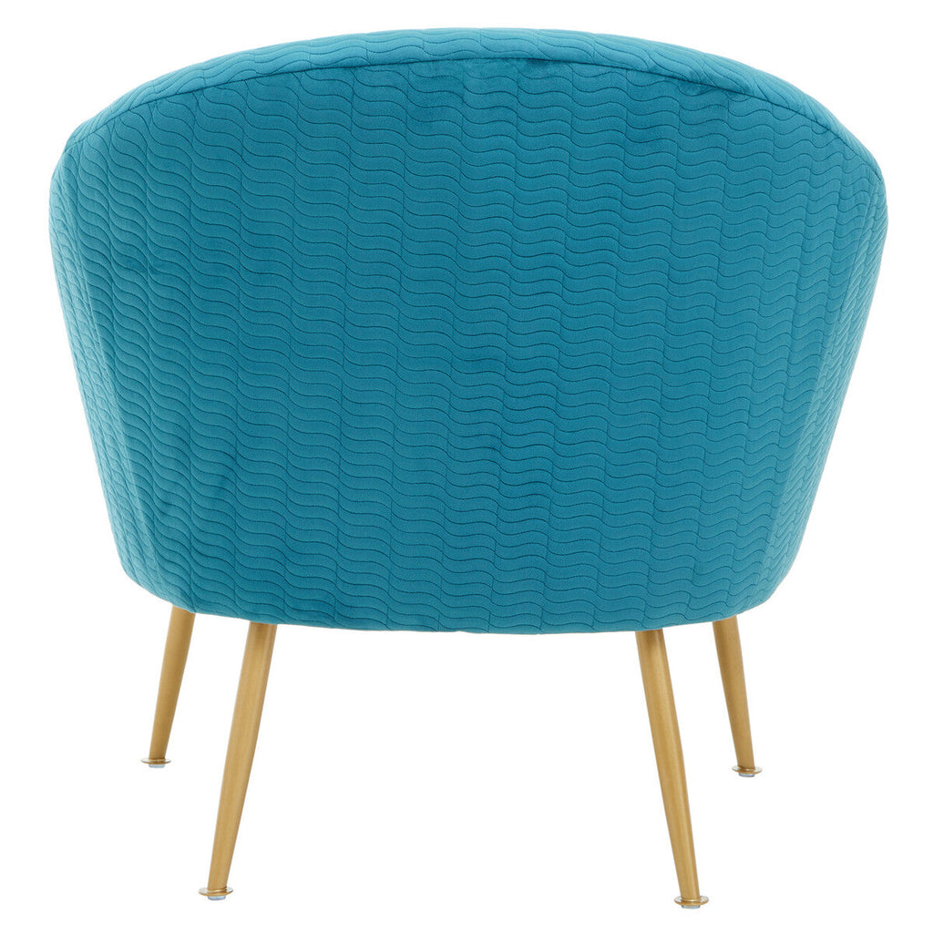 Tania Blue Wood and Metal Occasional Chair with Curved Back