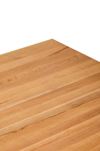 Natural Oak Wood Rectangular Coffee Table with Gold Finish, Jarloi