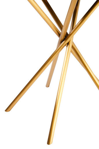 Natural Fir Wood Round Side Table with Gold Finish Frame, Jana