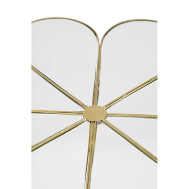 Silver and Gold Iron Frame Coffee Table with Petal Design Mirrored Top, Rabia